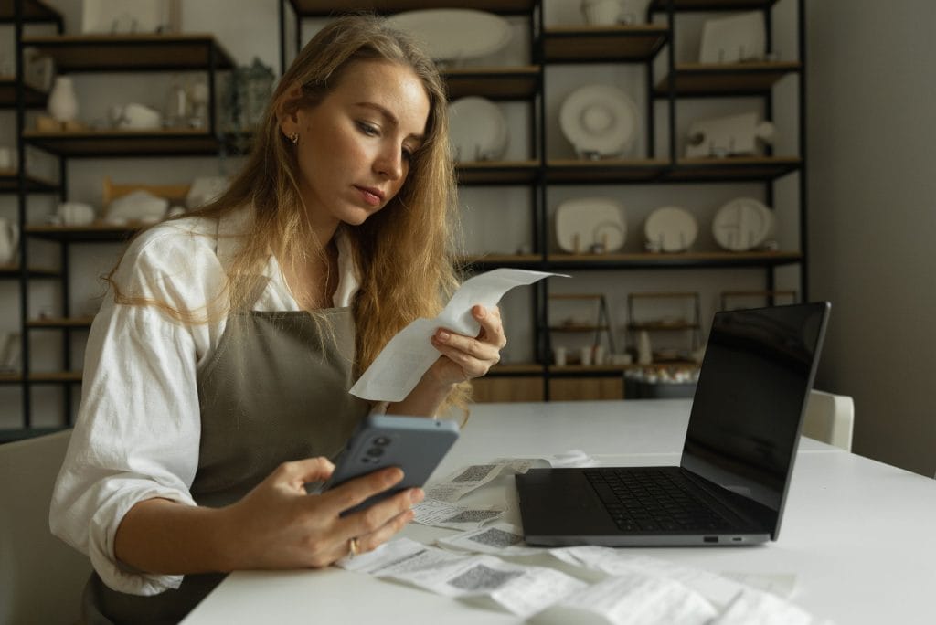 small business woman doing bookkeeping